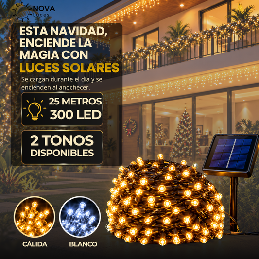 LUCES SOLARES NAVIDEÑAS 300 LED | DECORA SIN ENCHUFES